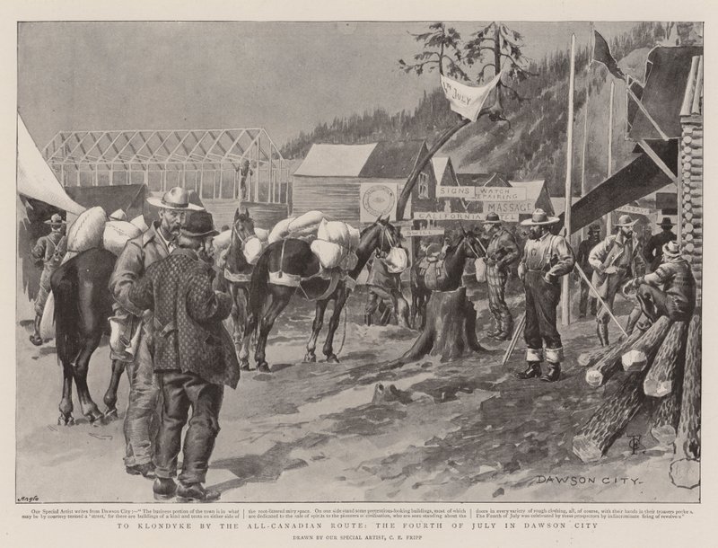 Til Klondyke ad den all-canadiske rute, den fjerde juli i Dawson City af Charles Edwin Fripp