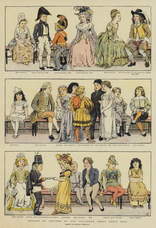 Studier af kostume ved vores børns fancy dressball (chromolitho) af Charles Green