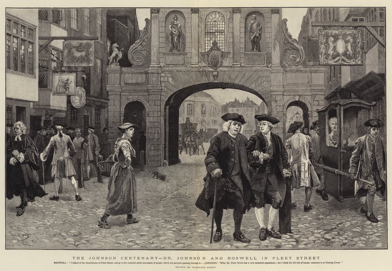 Johnson Centenary, Dr. Johnson og Boswell i Fleet Street af Charles Green