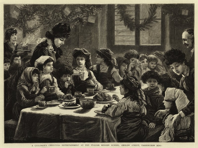 En børnejuleunderholdning på den italienske missionsskole, Onslow Street, Farringdon Road af Charles J. Staniland