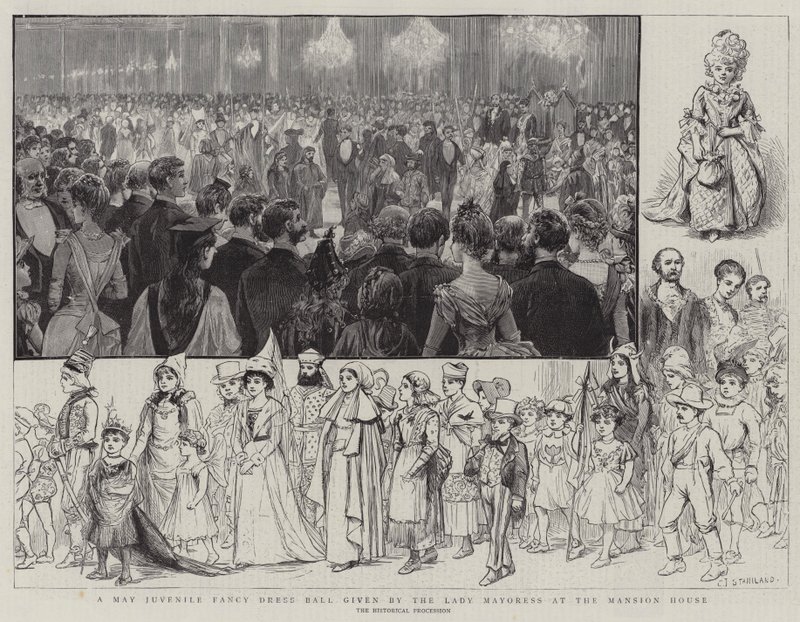 En juvenile fancy dress-bal givet af Lady Mayoress i Mansion House af Charles J. Staniland