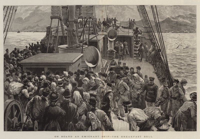 Om bord på et emigrantskib, morgenklokken af Charles J. Staniland