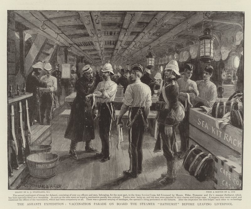 Ashanti-ekspeditionen, Vaccinationsparade ombord på Steamer Bathurst, før de forlader Liverpool af Charles J. Staniland