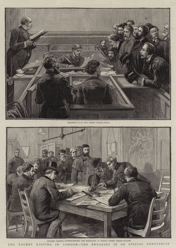 Det seneste optøjer i London, eden af særlige konstabler af Charles J. Staniland