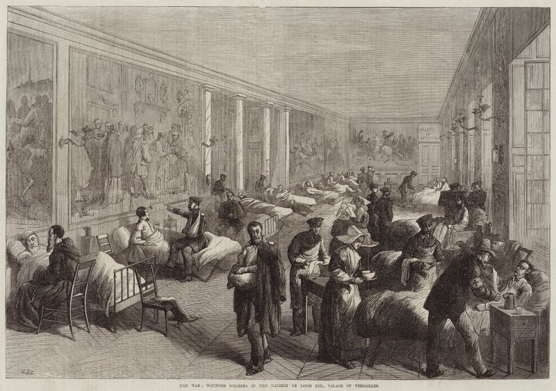 Krigen, sårede soldater i Galerie de Louis XIII, Versailles-paladset af Charles J. Staniland