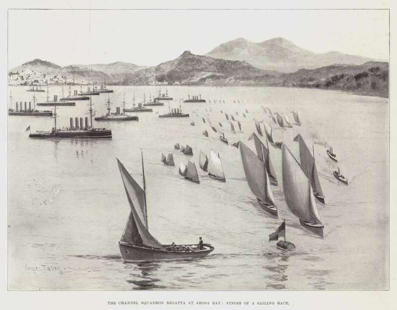 Channel Squadron Regattaen i Arosa Bay, afslutning af en sejlads af Charles John de Lacy