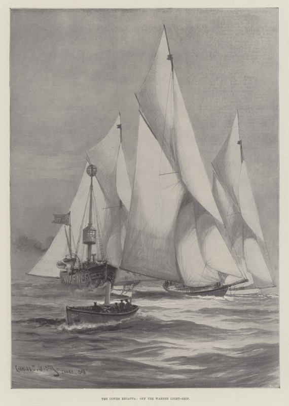 Cowes Regatta, fra Warner Light-Ship af Charles John de Lacy