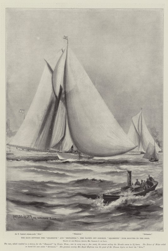 Kapløbet mellem Shamrock og Britannia, Yachts off Osborne, Shamrock Nine Minutes to the Good af Charles John de Lacy
