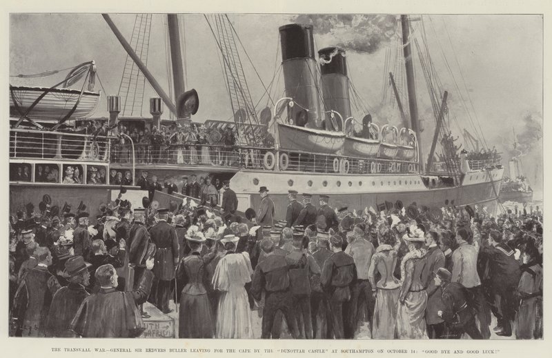 Transvaal-krigen, General Sir Redvers Buller forlader Cape ved Dunottar Castle i Southampton den 14. oktober, Farvel og held og lykke! af Charles John de Lacy