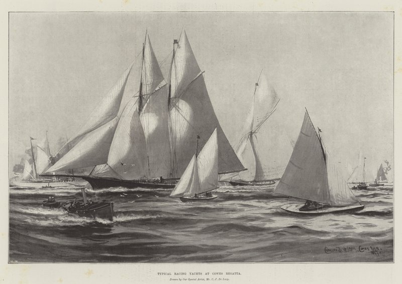 Typiske Racing Yachts ved Cowes Regatta af Charles John de Lacy