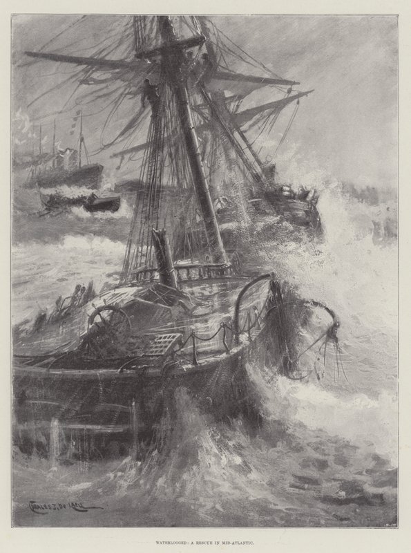 Vandmættet, en redningsaktion i Mid-Atlantic af Charles John de Lacy