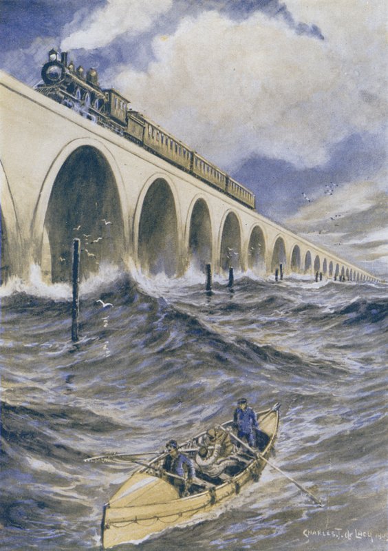 En stor jernbanebro, Florida, USA af Charles John de after Lacy