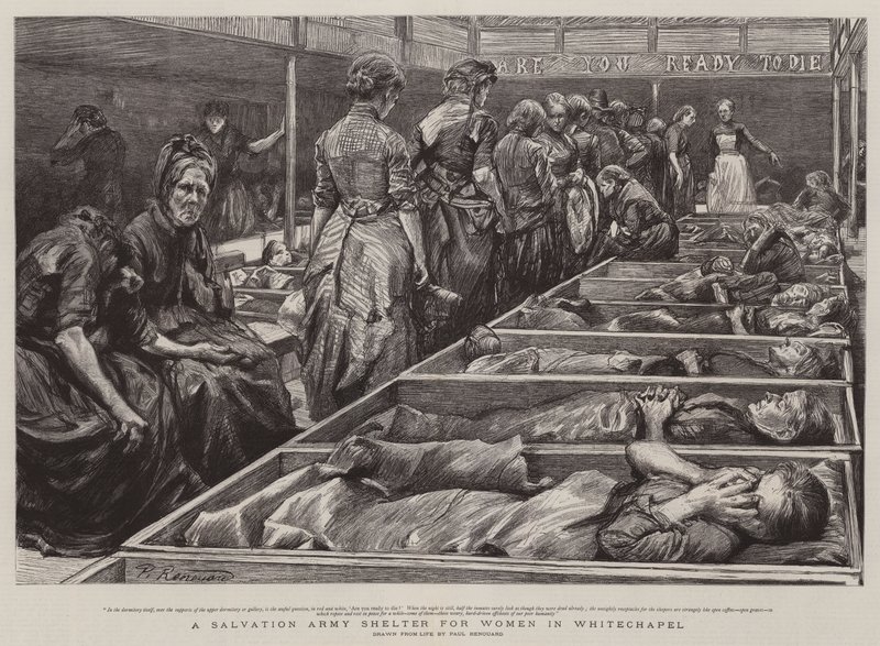 Et krisecenter for kvinder fra Frelsens Hær i Whitechapel af Charles Paul Renouard