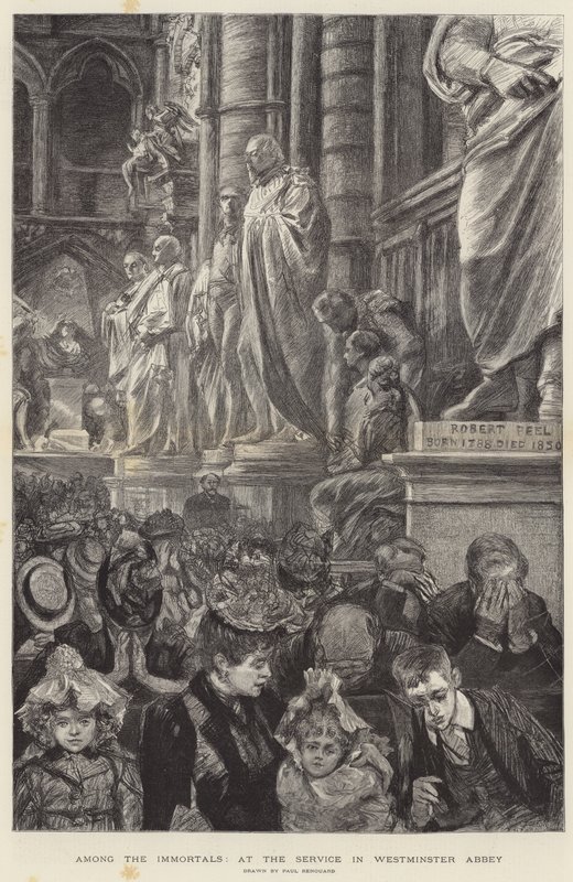 Blandt de udødelige, ved gudstjenesten i Westminster Abbey gravering af Charles Paul Renouard