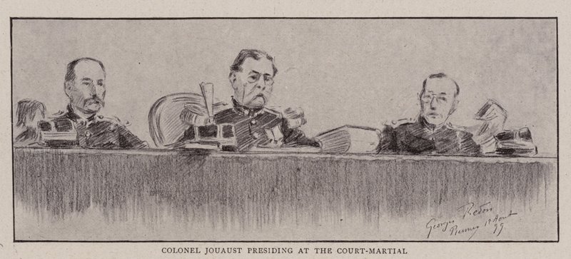 Oberst Jouaust præsiderede ved krigsretten af Charles Paul Renouard