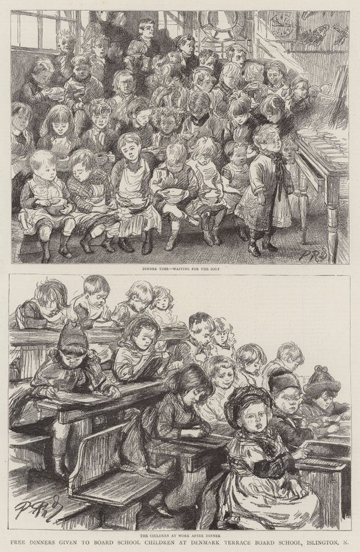 Gratis middage givet til kostskolebørn på Denmark Terrace Board School, Islington, N af Charles Paul Renouard