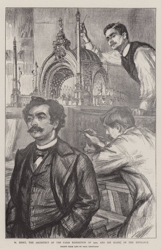 M Binet, arkitekten bag Parisudstillingen i 1900, og hans model af indgangen af Charles Paul Renouard