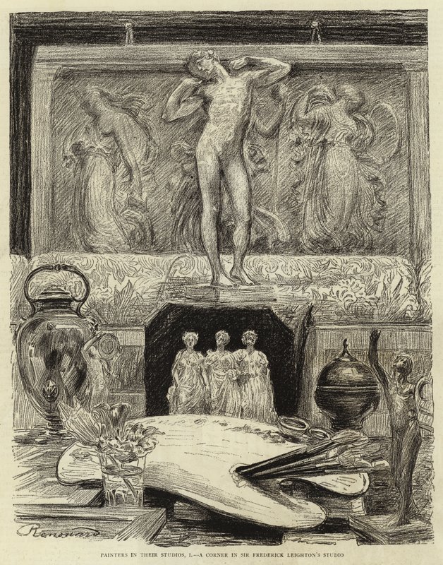 Malere i deres atelierer, I, et hjørne i Sir Frederick Leightons studie af Charles Paul Renouard