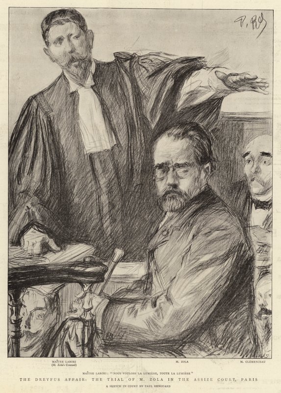 Dreyfus-affæren, retssagen mod M Zola i Assize Court, Paris af Charles Paul Renouard