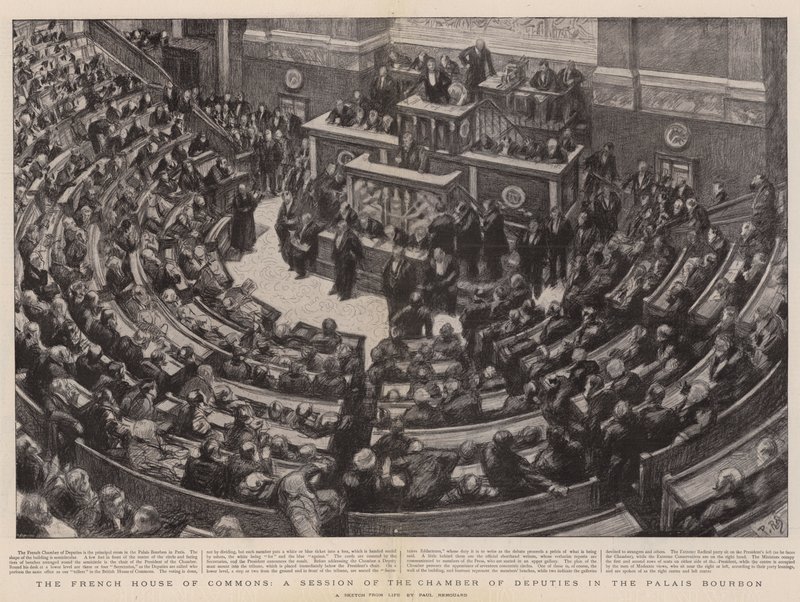 Det franske Underhus, en samling af deputeretkammeret i Palais Bourbon af Charles Paul Renouard