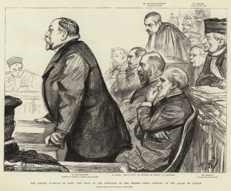 Panama-skandalerne i Paris, retssagen mod direktørerne for Panama Canal Company, i Palais de Justice af Charles Paul Renouard
