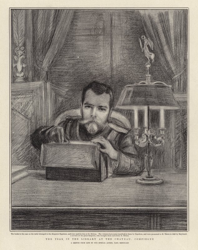 Zaren i biblioteket på slottet, Compiegne af Charles Paul Renouard