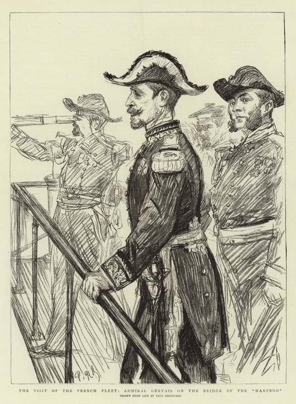 Besøget af den franske flåde, admiral Gervais på broen over Marengo af Charles Paul Renouard