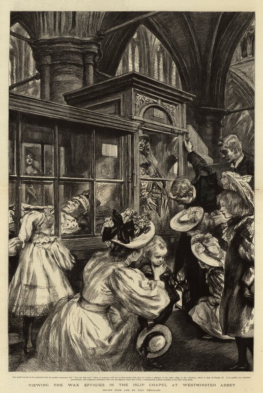 Se voksbillederne i Islip Chapel i Westminster Abbey af Charles Paul Renouard