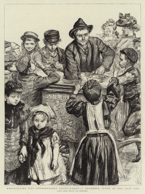 Whitechapel Way, Unseasonable Refreshment, en novemberscene i East End af Charles Paul Renouard