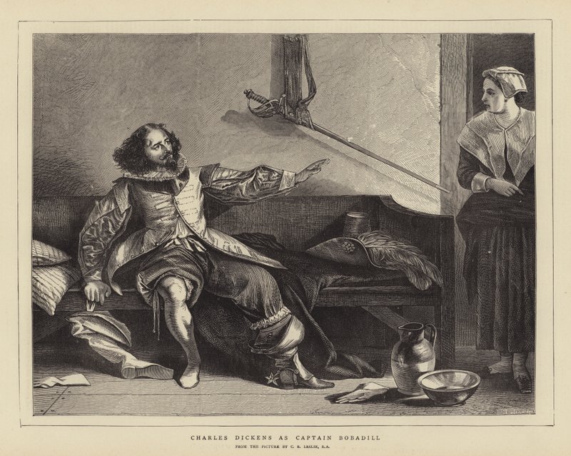 Charles Dickens som kaptajn Bobadill af Charles Robert Leslie
