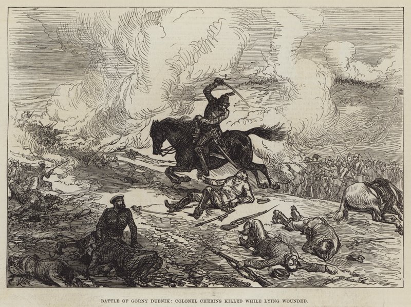 Slaget ved Gorny Dubnik, oberst Chebins dræbt, mens han lå såret af Sir John Charles Robinson
