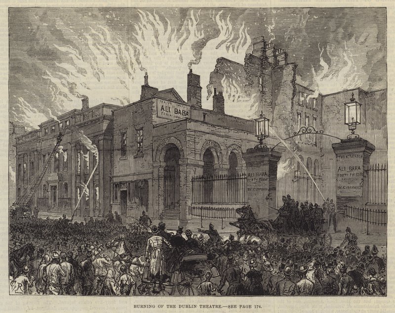 Afbrænding af teatret i Dublin af Sir John Charles Robinson