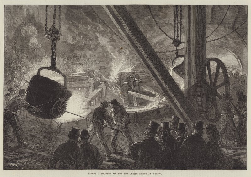 Støber en cylinder til New Albert Bridge i Chelsea af Sir John Charles Robinson