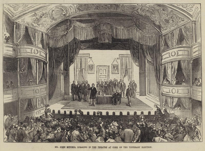 John Mitchel taler i teatret i Cork om valget i Tipperary af Sir John Charles Robinson