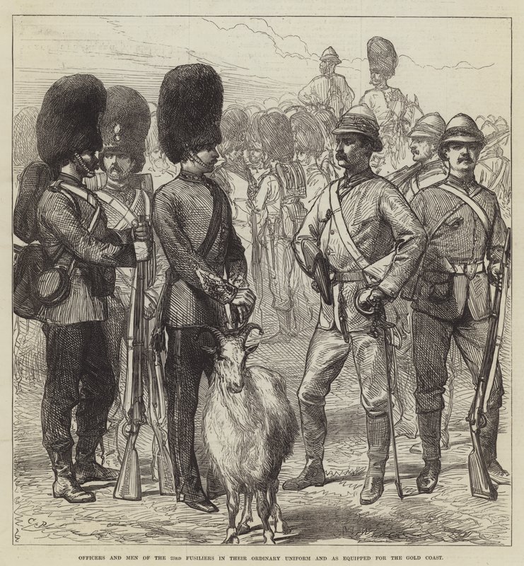 Officerer og mænd fra 23. Füsilierkorps i deres almindelige uniform og som udrustet til Guldkysten af Sir John Charles Robinson