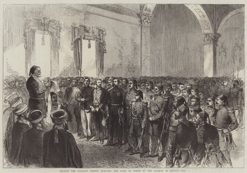 Læsning af sultanens Firman, der giver vicekongen af Egyptens søn rang af vesir af Sir John Charles Robinson