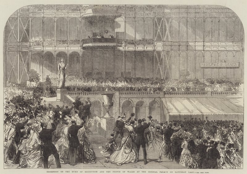 Modtagelse af hertugen af Edinburgh og prinsen af Wales i Crystal Palace lørdag sidst af Sir John Charles Robinson