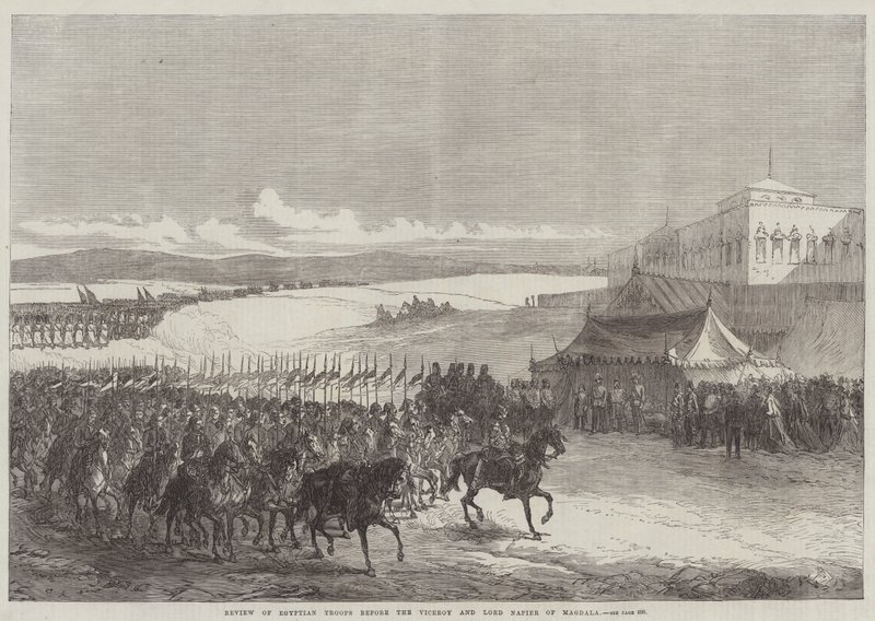Gennemgang af egyptiske tropper foran vicekongen og Lord Napier af Magdala af Sir John Charles Robinson