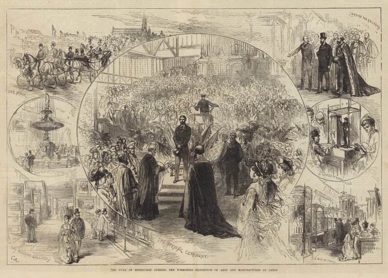 Hertugen af Edinburgh åbnede Yorkshire-udstillingen af kunst og håndværk i Leeds af Sir John Charles Robinson