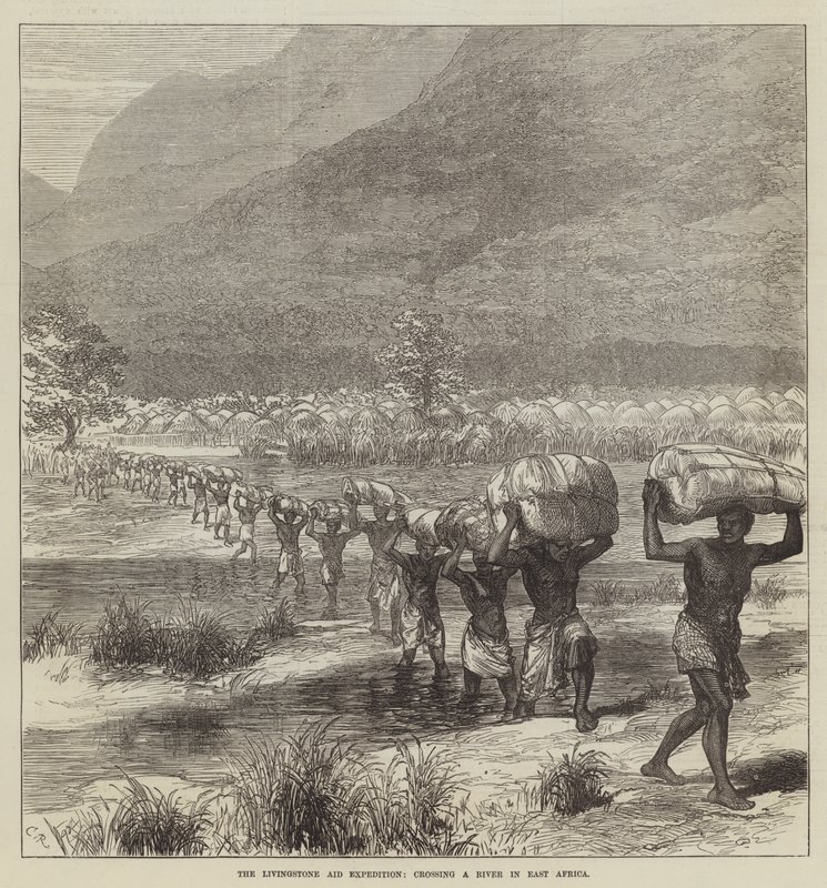 Livingstone Aid-ekspeditionen, krydser en flod i Østafrika af Sir John Charles Robinson
