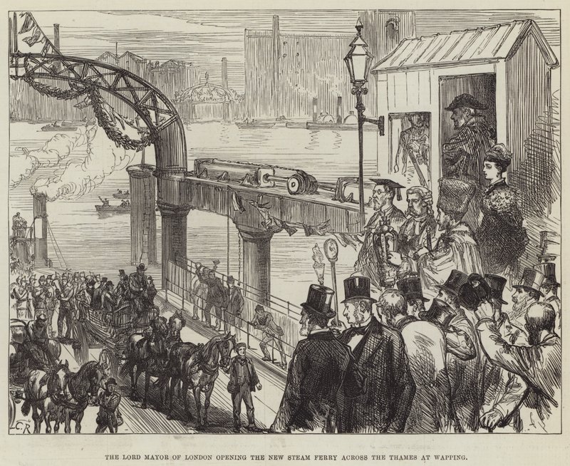 Londons overborgmester åbner den nye dampfærge over Themsen ved Wapping af Sir John Charles Robinson