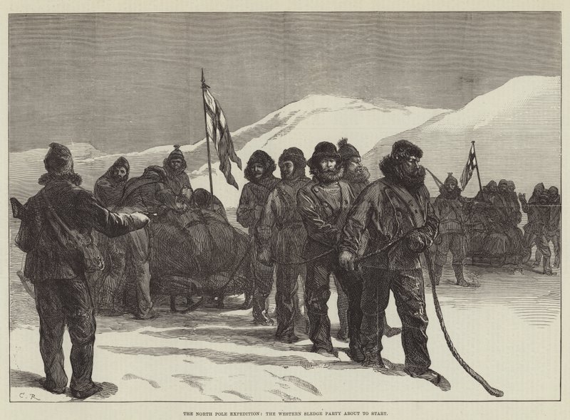 Nordpolsekspeditionen, Western Sledge Party er ved at starte af Sir John Charles Robinson