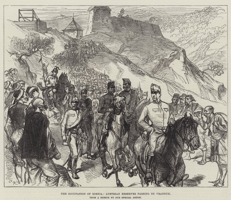 Besættelsen af Bosnien, østrigske reservater passerer Vranduk af Sir John Charles Robinson