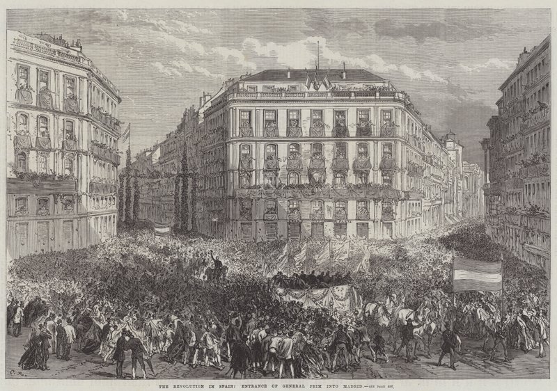 Revolutionen i Spanien, general Prims indtog i Madrid af Sir John Charles Robinson