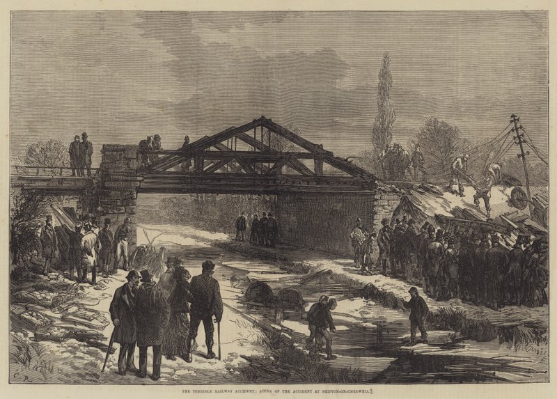 Den frygtelige jernbaneulykke, ulykkesstedet ved Shipton-on-Cherwell af Sir John Charles Robinson