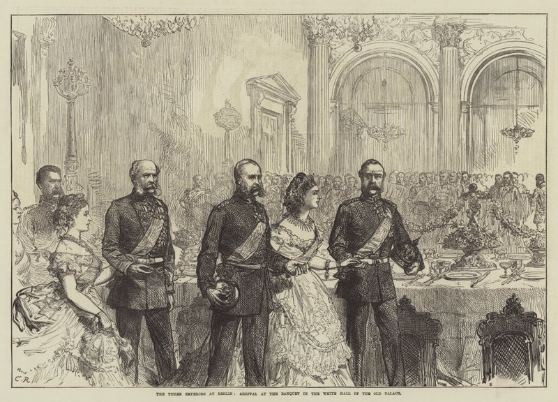 De tre kejsere i Berlin, Ankomst til banketten i den hvide sal i det gamle palads af Sir John Charles Robinson