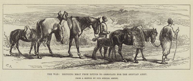 Krigen, der bringer kød fra Djunis til Greovatz for den servianske hær af Sir John Charles Robinson