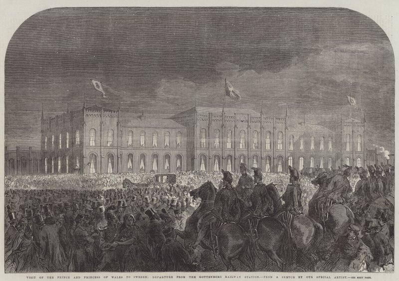 Besøg af prinsen og prinsessen af Wales til Sverige, afgang fra Gottenborg jernbanestation af Sir John Charles Robinson