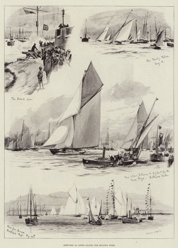 Skitser i Cowes under regattaugen af Charles William Wyllie