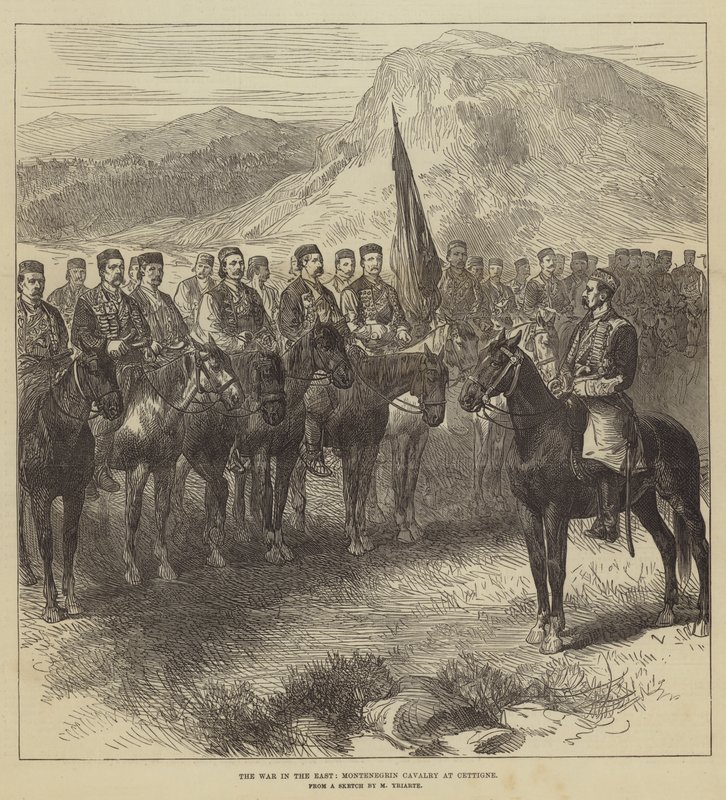 Krigen i øst, montenegrinsk kavaleri ved Cettigne af Charles Yriarte